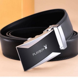 [Dây lưng] Thắt Lưng Da Nam Hàng Hiệu PLAYBOY Cao Cấp Khóa Cài. Dây Nịt Nam Da Bò 100% Mạ Bạc Nam Tính Chính Hãng GC305