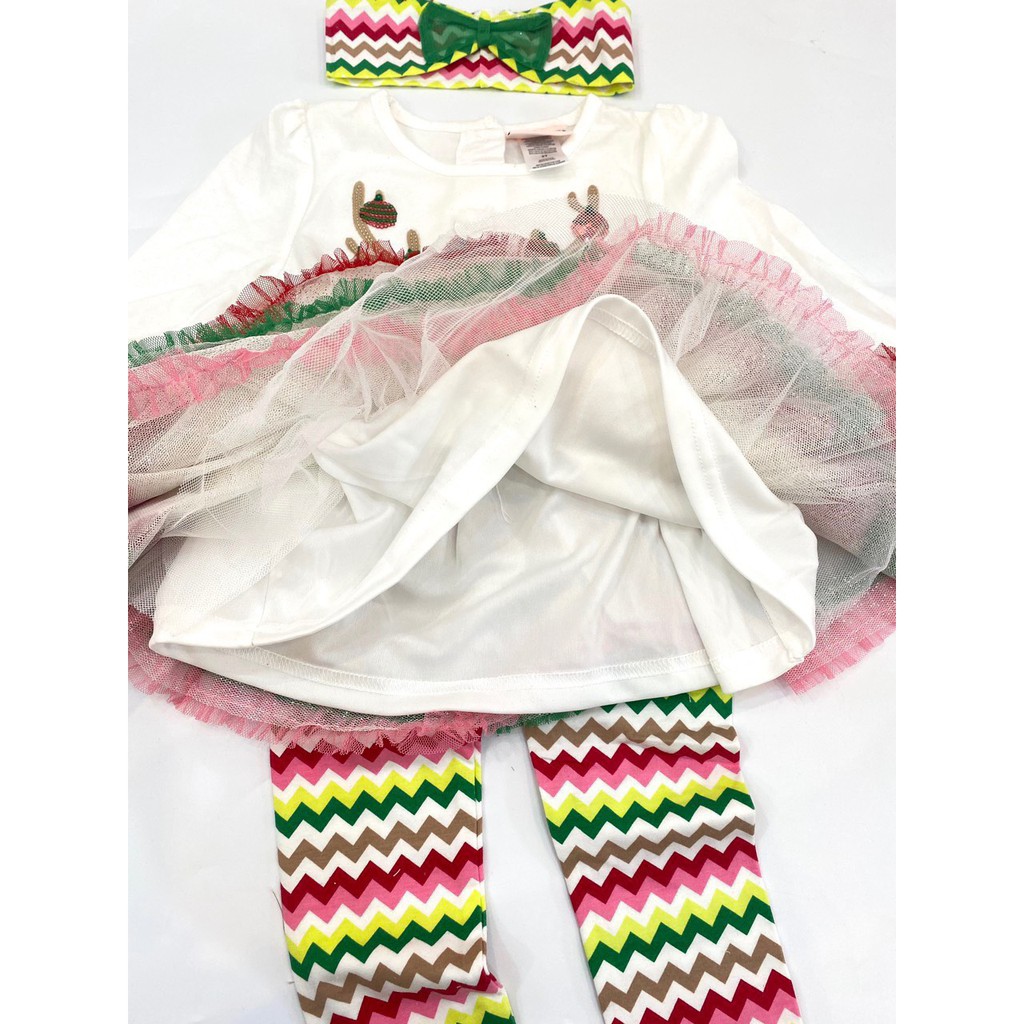 Set 3 chi tiết áo váy quần legging + turban Noel