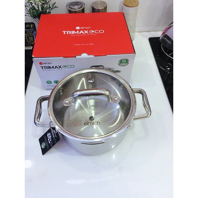 Nồi lẻ inox liền khối Elmich Trimax ECO EL-399X đủ size  size 16cm, 18cm, 22cm,24cm, 26cm , 28cm