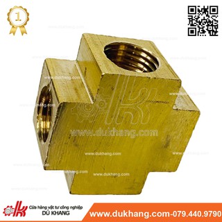 Ngã tư ren trong 13mm - Chữ thập ren trong thau