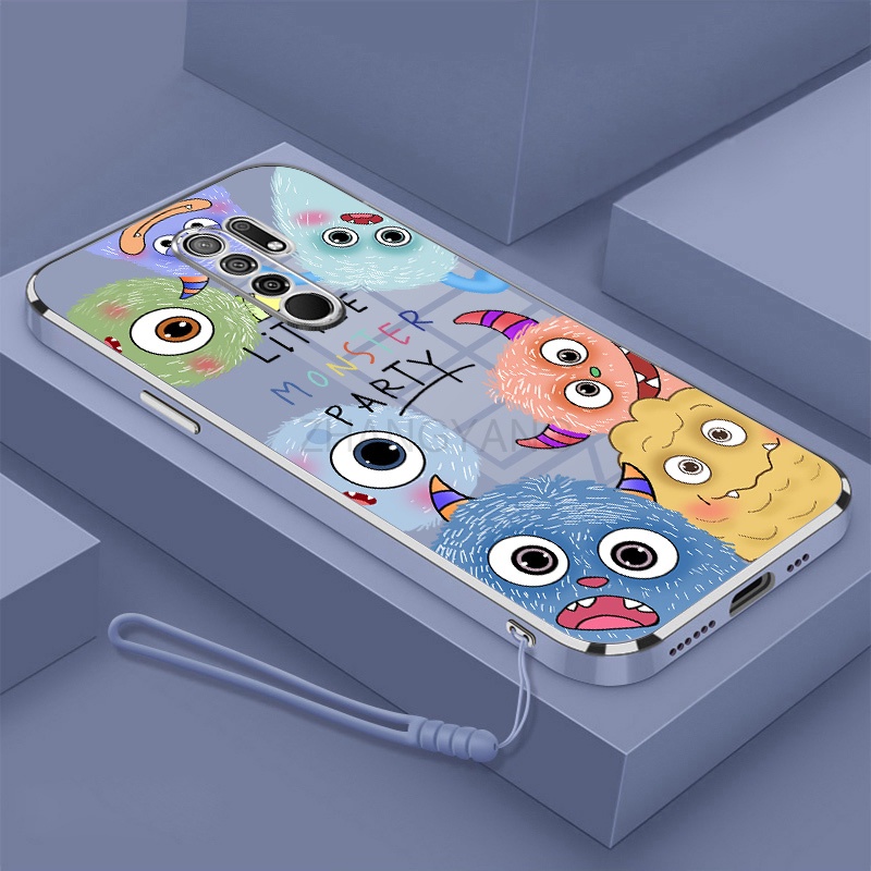 Ốp Điện Thoại TPU Dẻo Mạ Điện Họa Tiết Quái Vật Nhỏ Dễ Thương Kèm Dây Đeo Cho Redmi 9