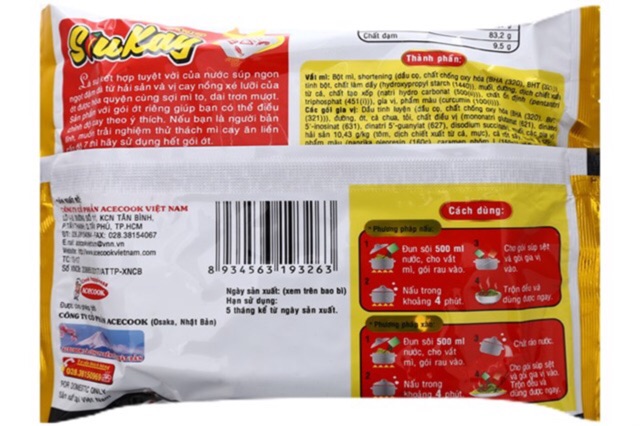 Mỳ SiuKay cấp độ 7 vị bò/hải sản 127g