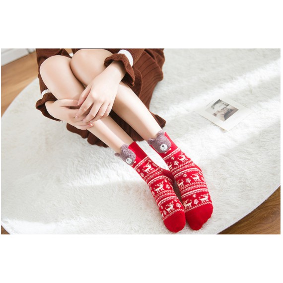Hộp 4 Đôi Tất Nữ Đỏ Giáng Sinh Đẹp Làm Quà Tặng