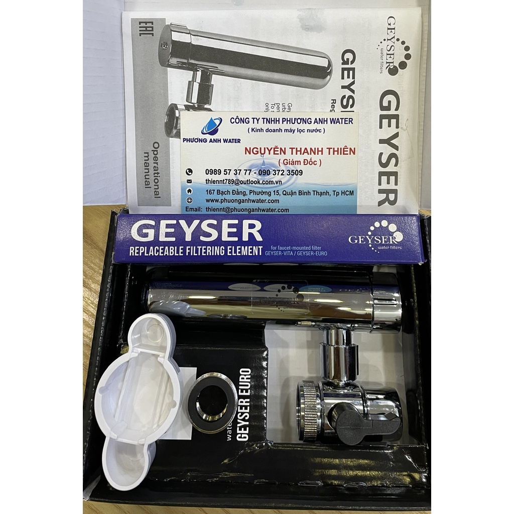 Máy lọc nước tại vòi chính hãng Geyser Euro M với lõi Aragon 4 trong 1