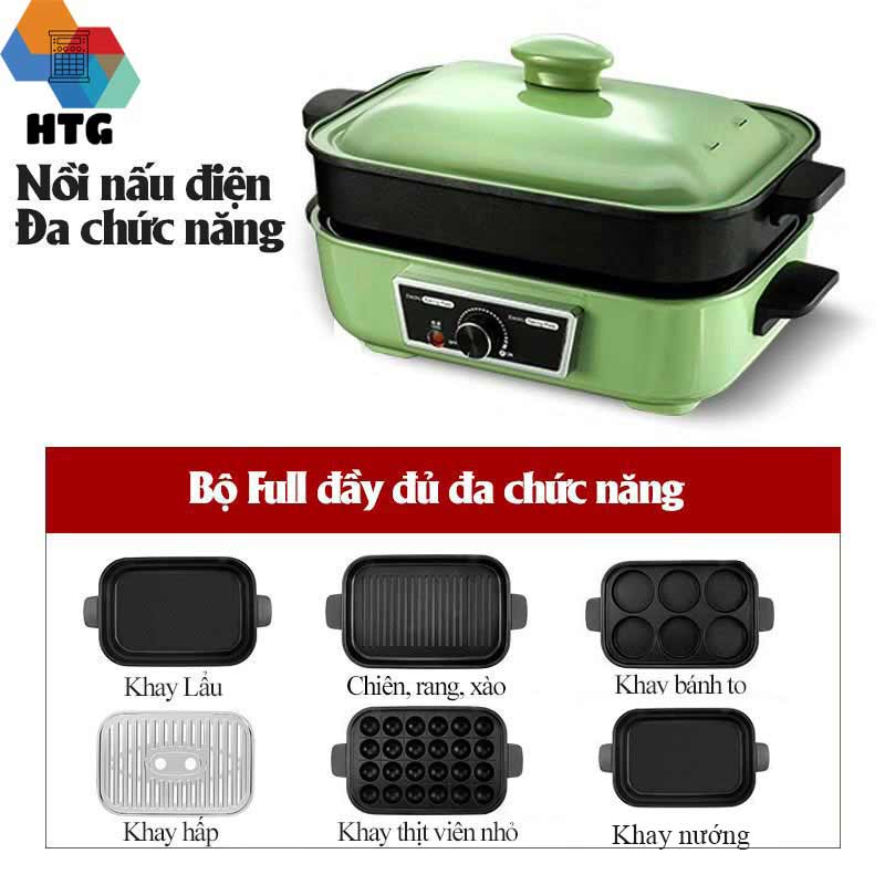 Nồi điện đa năng 6 trong 1 Suncojia LZW-1901, ăn lẩu, nướng, chiên, xào, rán, hấp, làm bánh hàng chính hãng