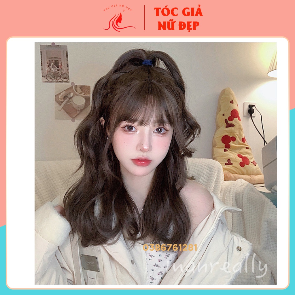 Tóc giả nữ đẹp 😋FREESHIP😋Tóc giả nguyên đầu xám lạnh mẫu mới c0304