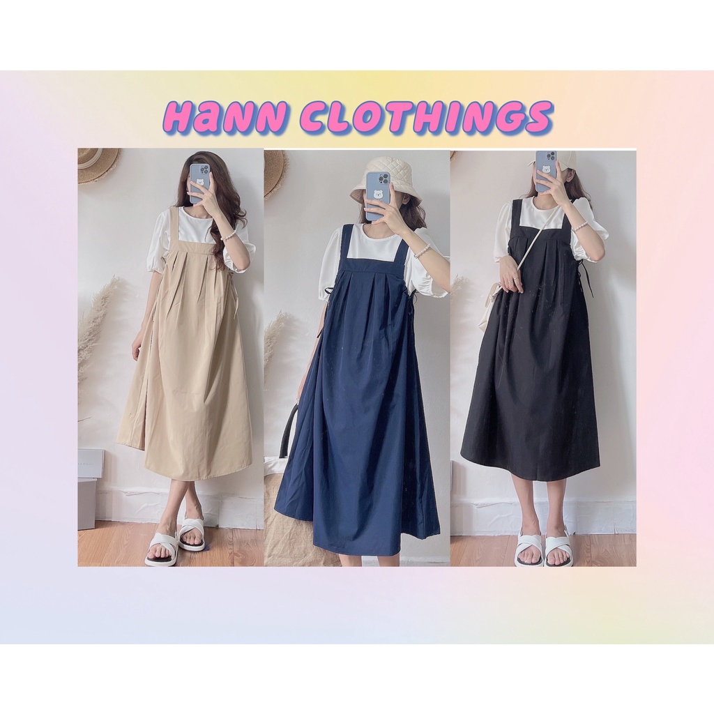 Set Yếm Ulzzang 2 Món 3 Màu Đen/ Xanh than/ Nâu