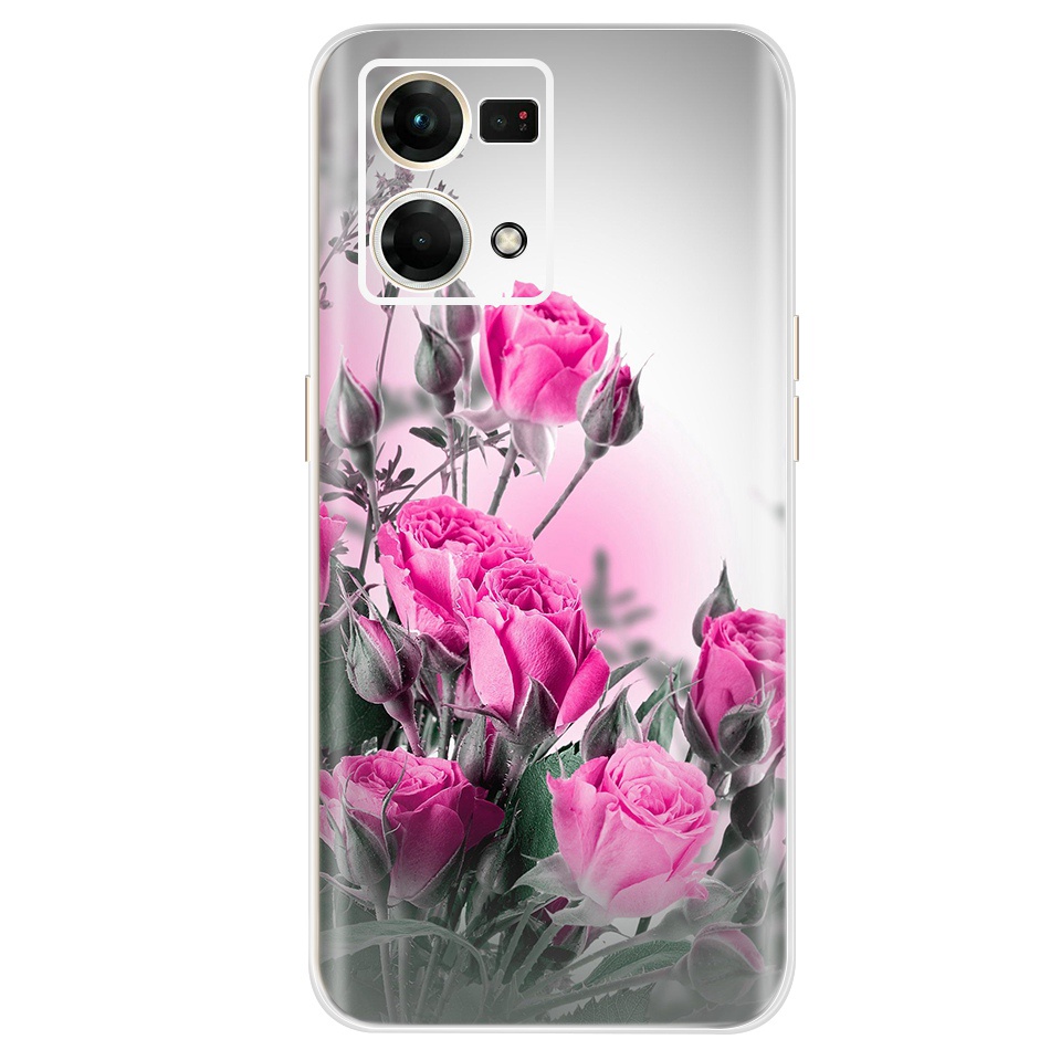 Ốp Điện Thoại TPU Silicon Mềm Vẽ Hình Hoa/Mèo/Bướm Dễ Thương 2022 Cho OPPO Reno7  Reno 7 4G