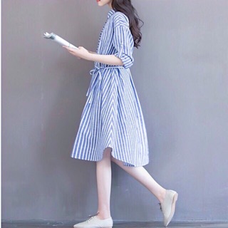Đầm sọc xanh form A (kèm hình thật)