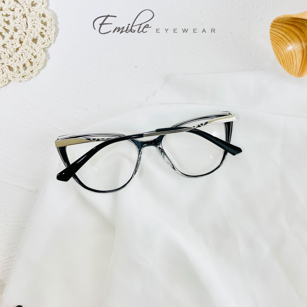 Gọng kính mắt mèo nhựa dẻo càng nhíp chắc chắn Emilie eyewear phụ kiện thời trang 7820