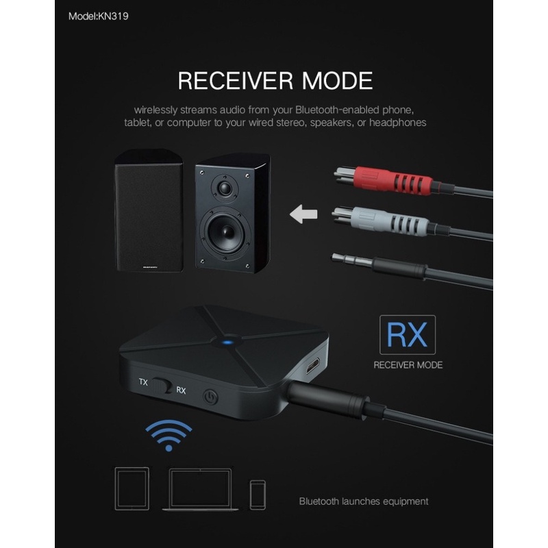 Bộ Thu Phát Bluetooth Không Dây 2 Trong 1 Với Giắc 3.5mm Cho Tv Mp3 Pc