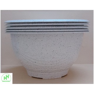 5 Chậu Nhựa Trồng Hoa, Cây Cảnh Giả Đá Trắng Trường Hải T38