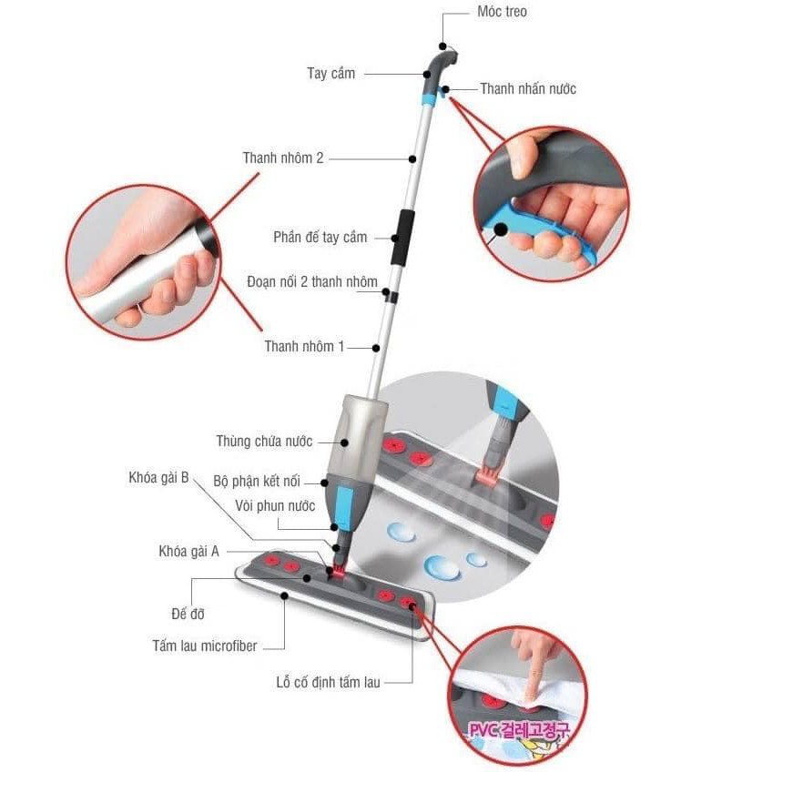 [LOCK&amp;LOCK CHÍNH HÃNG] Cây lau nhà Lock&amp;Lock dạng xịt nước ETM461