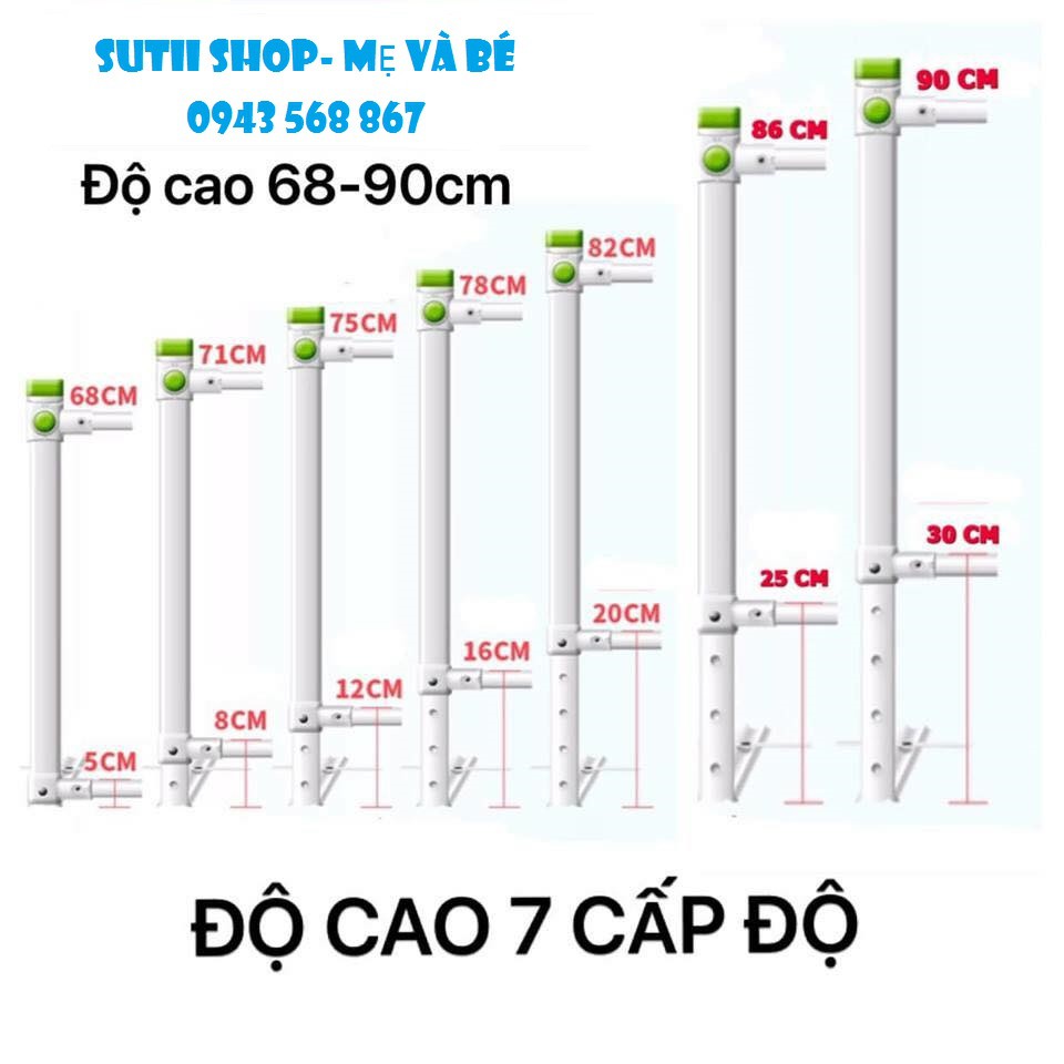 Thanh chắn giường không khoan đục lắp được đệm cao 30cm- Nút xoắn, an toàn 100% cho Bé