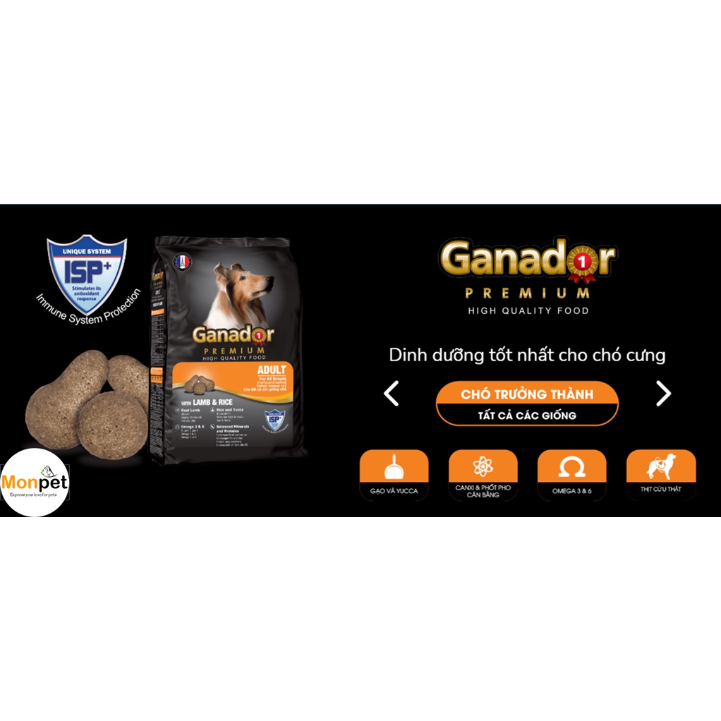 Thức ăn hạt Ganador vị thịt cừu &amp; gạo Lamb &amp; Rice 3 kg - Thức ăn cho chó trưởng thành