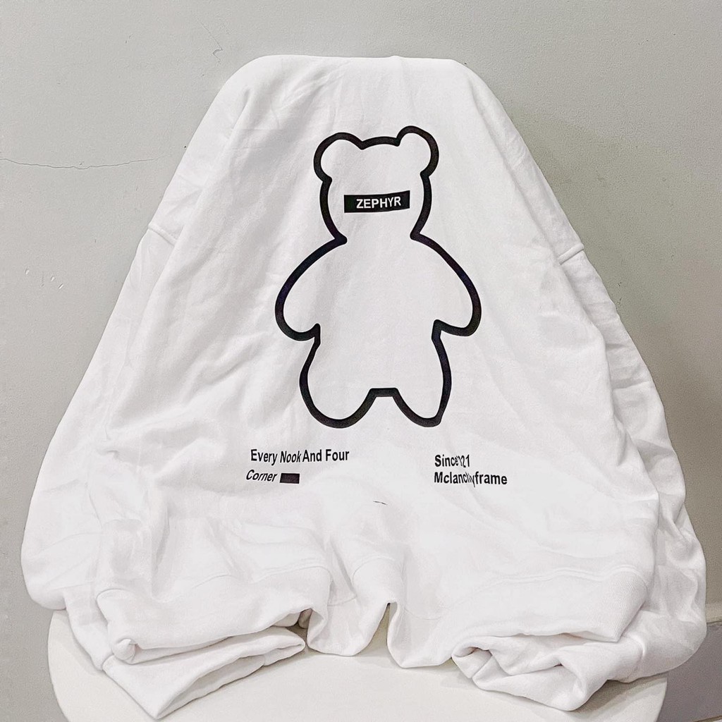 [Ảnh thật] Áo hoodie gấu phản quang (trắng - đen) | BigBuy360 - bigbuy360.vn