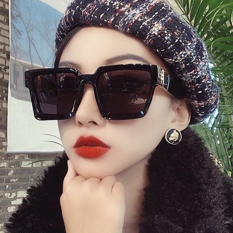 Kính Mát Gọng Vuông Oversize Chống Tia UV400 Thời Trang Hàn Quốc Cho Nữ