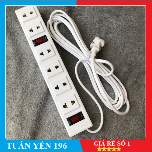 Ổ cắm chịu nhiệt điện quang ,6 lỗ - dây dài 2 mét,5 mét