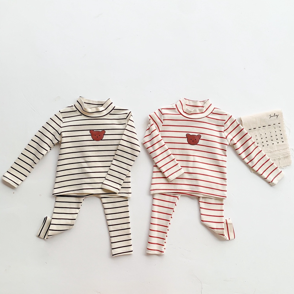 Set 2 Món Đồ Ngủ Gồm Áo Cổ Cao + Quần Legging Dành Cho Bé Trai Bé Gái Sơ Sinh