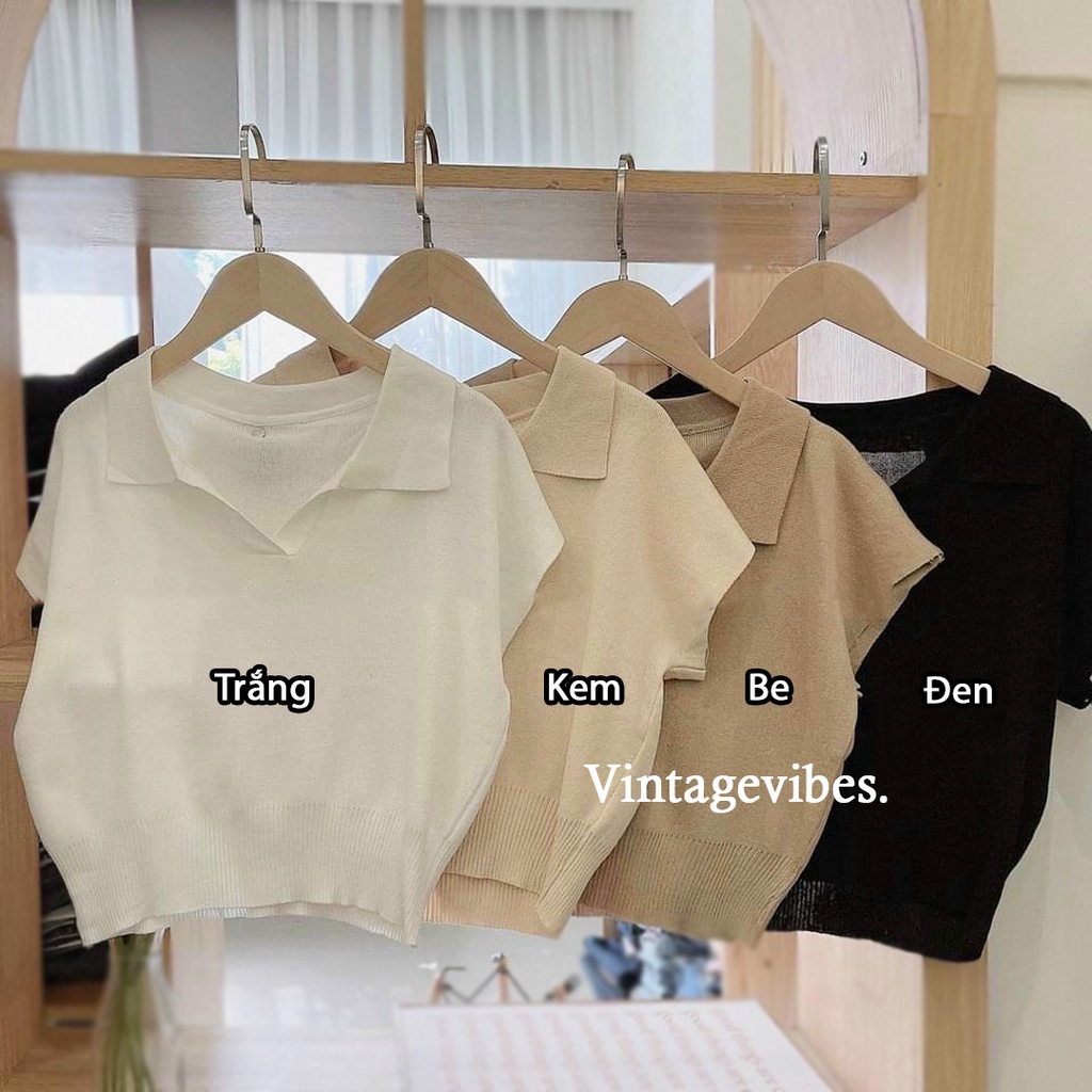 [FREESHIP] Áo babydoll len cộc tay polo bảng màu pastel cực xinh - Ảnh thật
