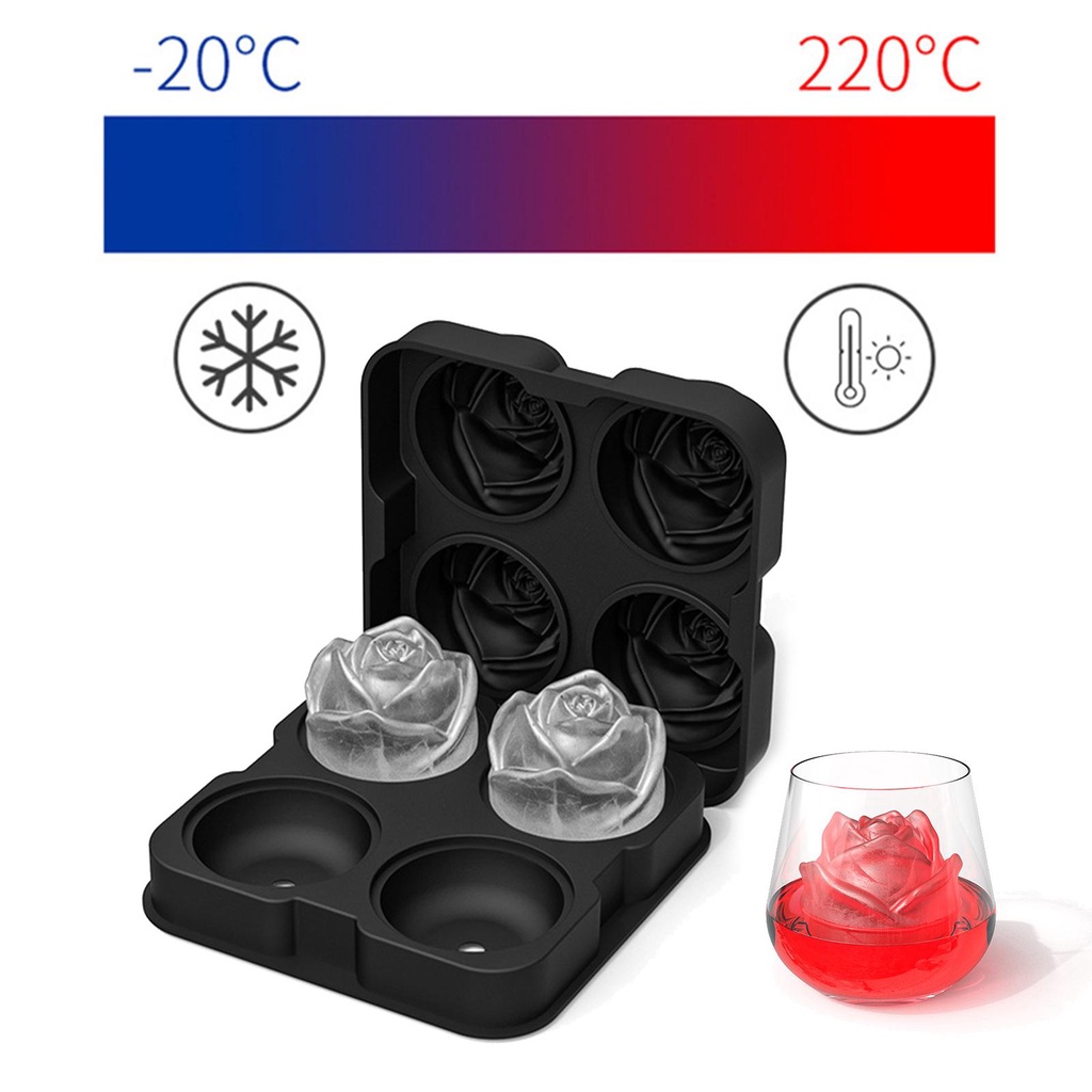 Khuôn Silicone Làm Đá Viên Hình Cầu Có Nắp Tái Sử Dụng Không Rò Rỉ