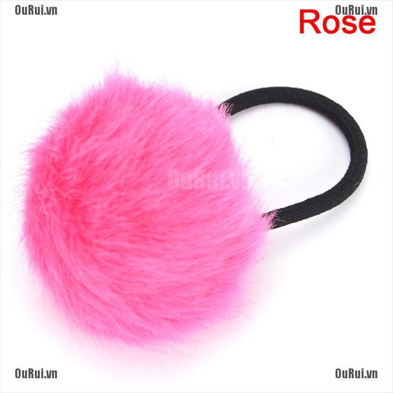 Dây Cột Tóc Đính Bóng Lông Dễ Thương Cho Nữ