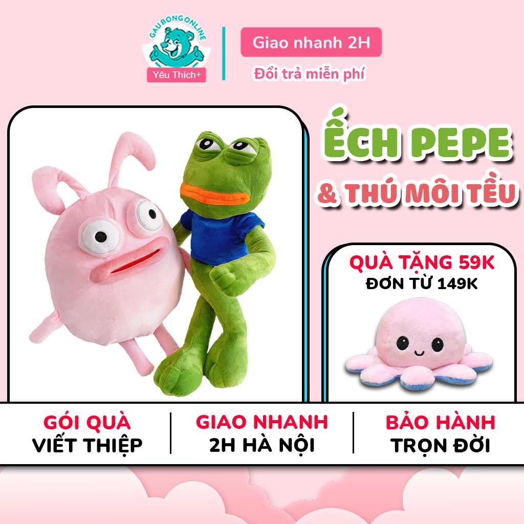 Gấu Bông Ếch Pepe Siêu Bựa, Thú Nhồi Bông Môi Dày Đáng Yêu Cao Cấp Gấu Bông Online