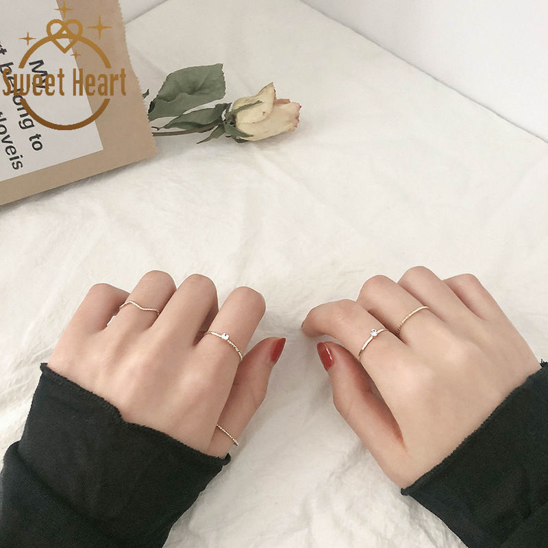 Bộ 5 nhẫn đeo khớp ngón tay đính đá xinh xắn cho nữ