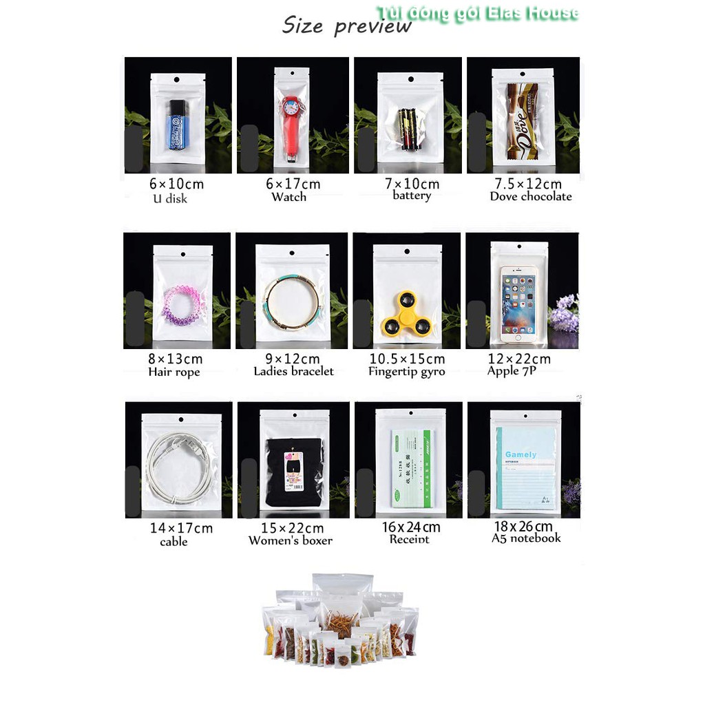 Túi Zip,Set Túi Zip Đựng Phụ Kiện,Túi Zipper Nhỏ Mini Đủ Size Đựng Phụ Kiện Thực Phẩm Đa Năng Tiện Dụng