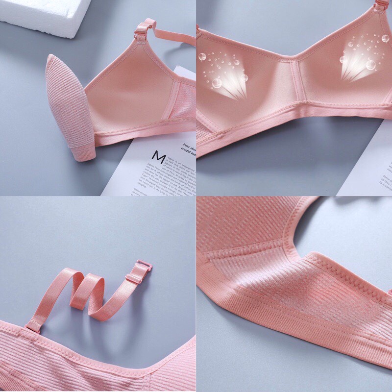 Áo Lót Nữ Cotton Cao Cấp Không Gọng Đệm Mỏng Nâng Ngực Tông Màu Nhẹ Nhàng MS136