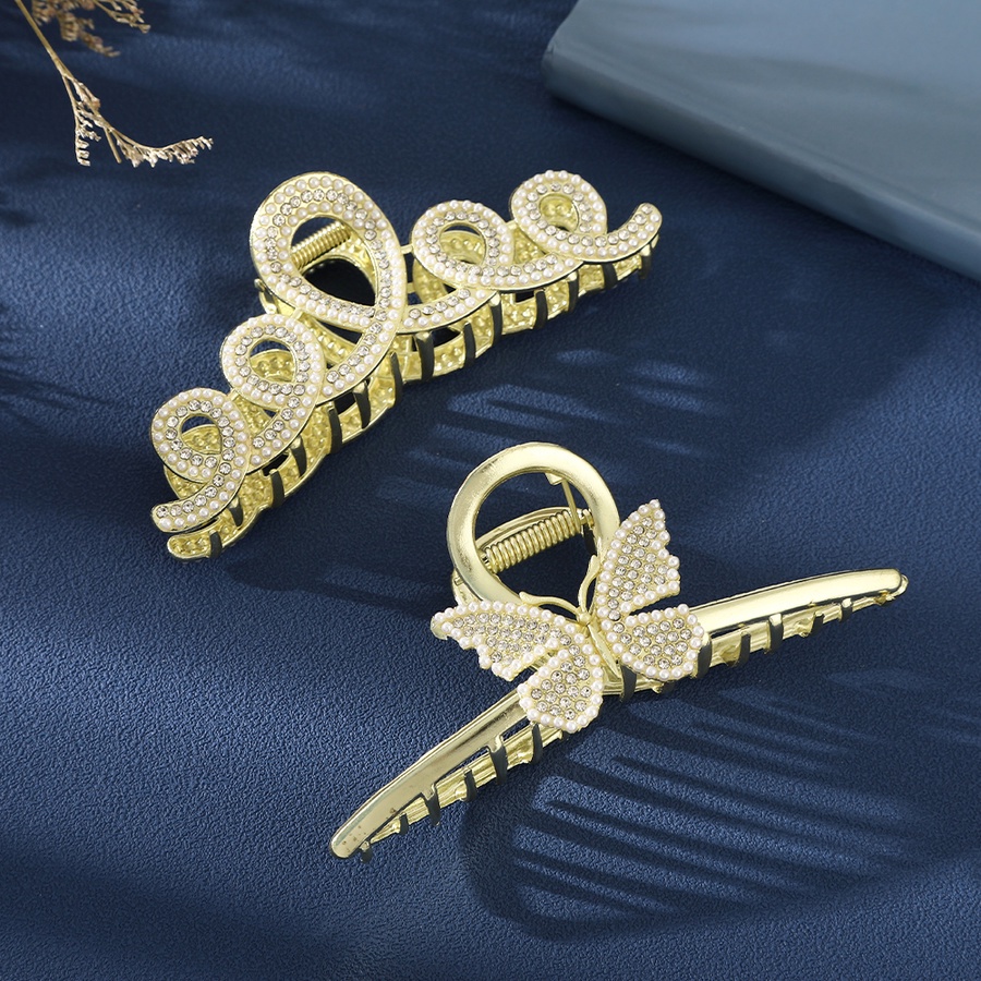 Kẹp Tóc Đuôi Ngựa Lớn Đính Đá Và Ngọc Trai Bằng Hợp Kim Phong Cách Hàn Quốc Cho Nữ