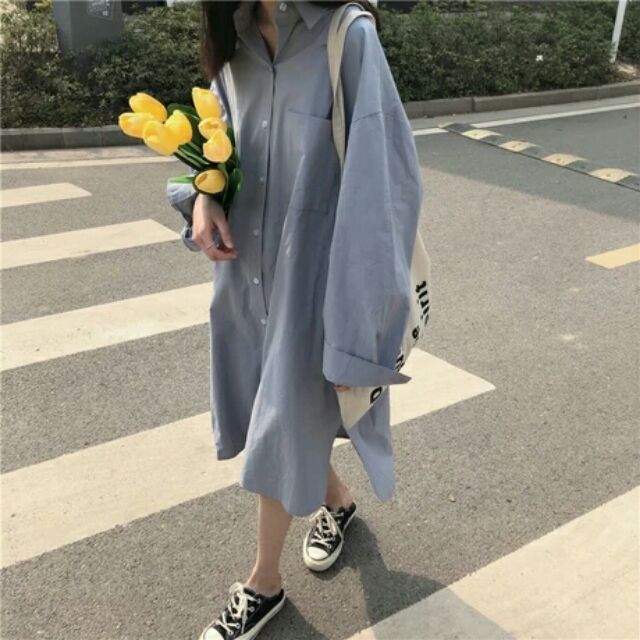 (Order) Váy sơ mi dáng dài ulzzang Hàn Quốc
