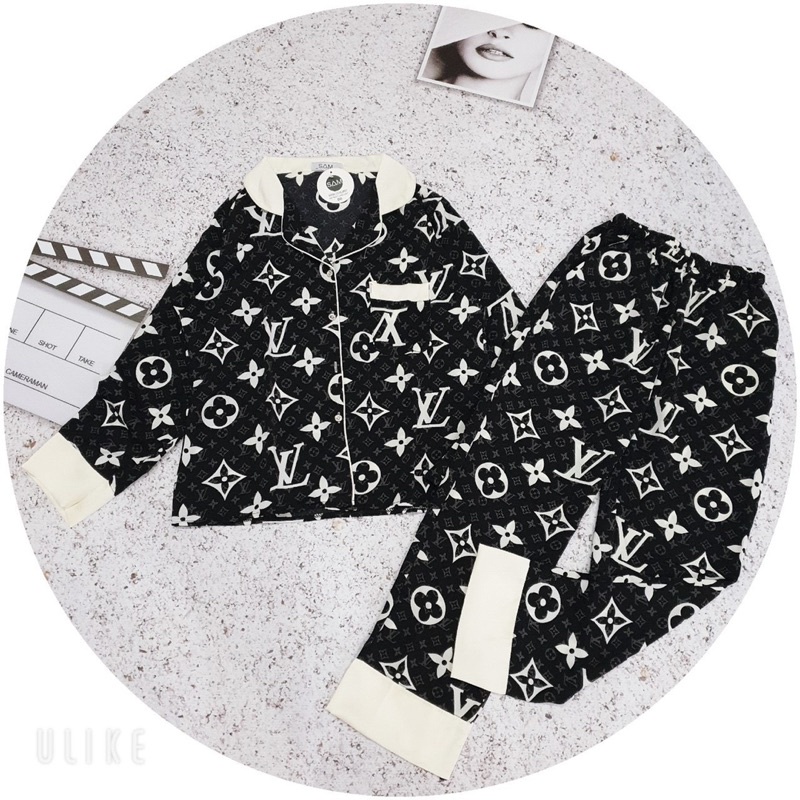 ❤️‍🔥PIJAMA TAY DÀI CỔ PHỐI SIÊU PHẨM HÓT❤️‍🔥ĐỒ BỘ ĐỒ MẶC NHÀ ĐỒ NGỦ SEXY LV ĐEN ZICZAC LOANG SANG CHẢNH