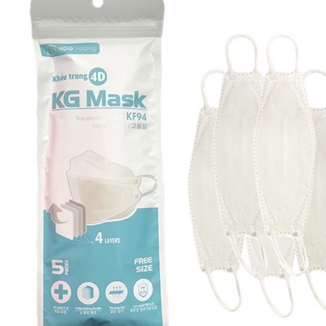 Khẩu trang 3D KG Mask KF94 Hàn Quốc túi 5 chiếc