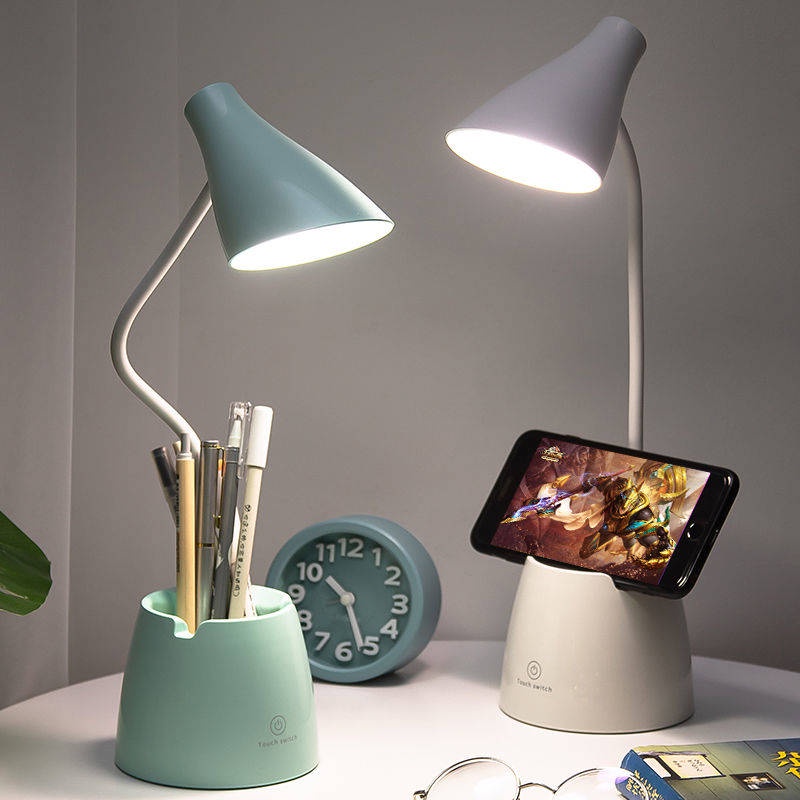trí phòng Đèn bàn LED Học tập Mắt Học sinh Ký túc xá Phòng ngủ Ins Bảo vệ USB Pluggable Sạc Trang điểm Giường Đèn pha