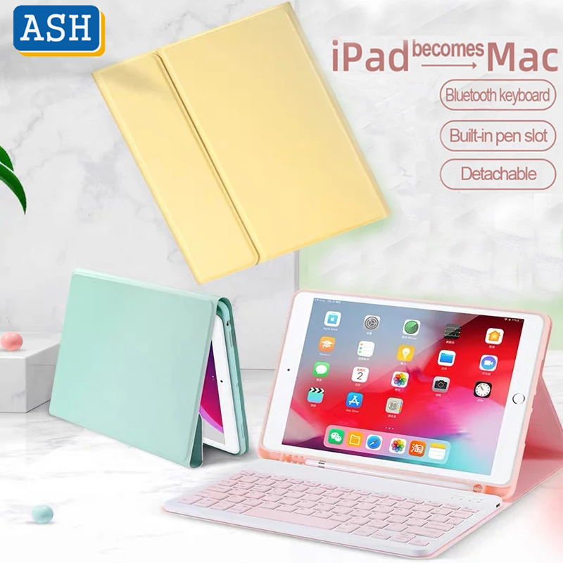 Bao Da Kèm Bàn Phím Không Dây Cho Ipad Air 4th 2020 10.9 Inch / Air 3 Pro 10.5 / Air 2 1 / 9.7 2017 2018 5th 6th / 10.2 8th 7th / Mini 5 4