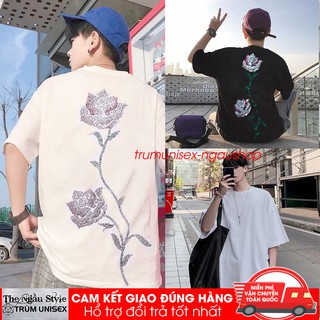 Áo thun Stee nam tay lỡ unisex form rộng overtee In Phản Quang Rose Hoa Hồng nhiều màu chất vải cotton xịn Trumunisex