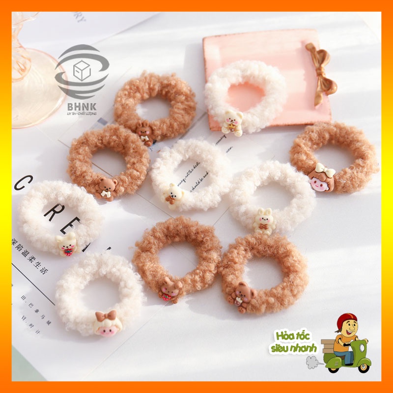 Dây Buộc/Cột Tóc Bông Xù Hình Thỏ/Gấu Dễ Thương Kute