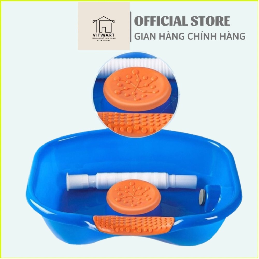 Chậu Thau Gội Đầu Tại Giường Cho Người Bệnh Người Già Bà Bầu Có Đệm Lót Đỡ Cổ Silicone Siêu Mềm