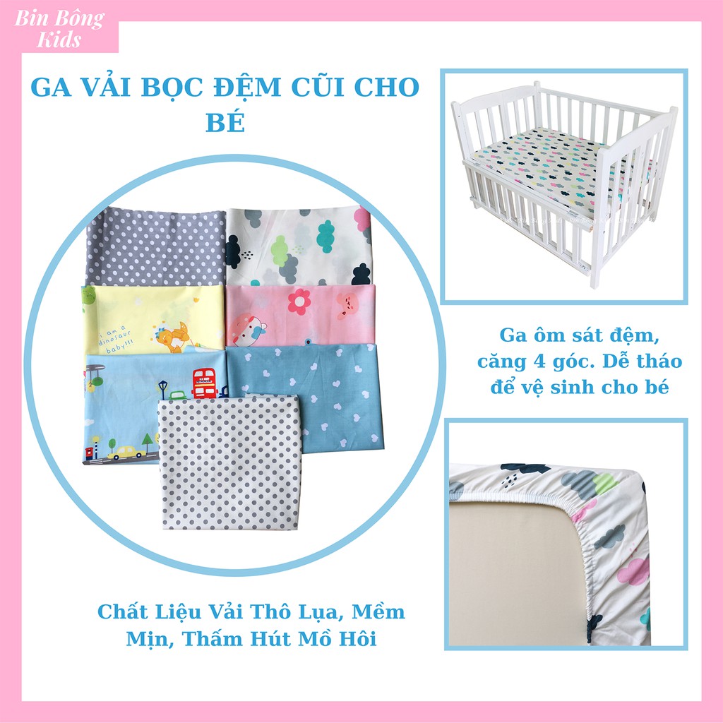 Ga Bọc Đệm Cũi Cho Bé, Chất Liệu Vải Thô Lụa Cao Cấp, Nhiều Kích Thước Và Màu Sắc Lựa Chọn