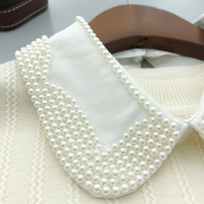 Cổ Áo Sơ Mi Đính Ngọc Trai Giả Màu Trắng Đen Có Thể Tháo Rời Trang Trí Giáng Sinh / Năm Mới