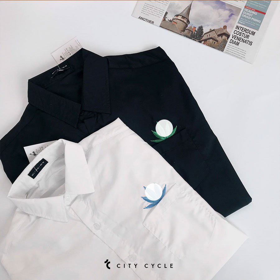 Áo sơ mi ngắn tay phối lá City Cycle - Áo khoác sơ mi nam nữ Unisex form rộng Local Brand | BigBuy360 - bigbuy360.vn