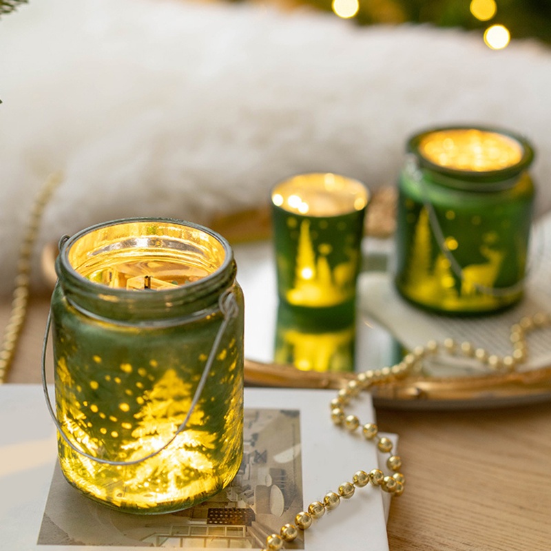 Giá Đỡ Đèn Cầy Bằng Thủy Tinh Hình Tuần Lộc / Cây Thông Noel Độc Đáo Trang Trí