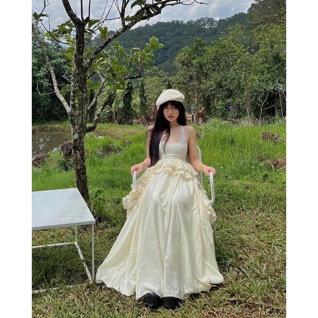 Maxi lady tơ ánh 2 lớp siêu hack dáng