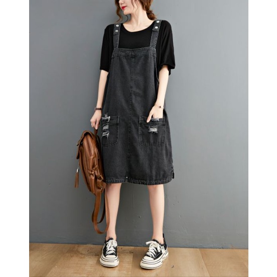 CÓ SẴN MÀU ĐEN SIZE M G90 váy jean yếm big size freesize thoải mái rộng rãi 2s trẻ trung thời trang phong cách