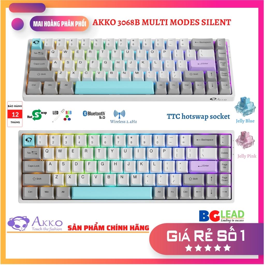 [Chính hãng] Bàn phím cơ không dây AKKO 3068B Multi Modes Silent Bluetooth 5.0| Led RGB| Hotswap| Wireless 2.4Ghz