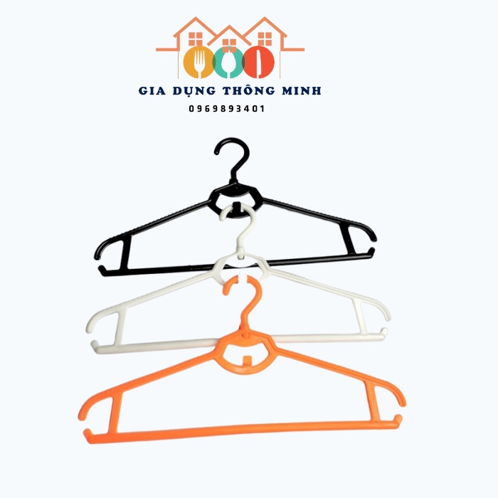 Combo 10 móc áo nhựa thân tròn cổ xoay 360 độ (10c đen)