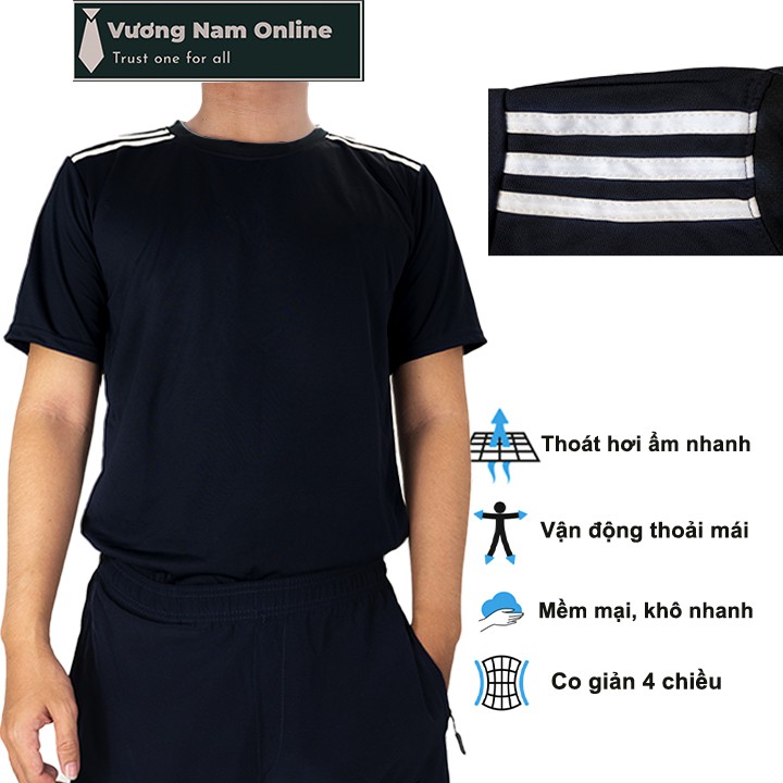 Áo thun nam ngắn tay cổ tròn thể thao trơn đẹp vải xuất dư nhiều loại VN23A | BigBuy360 - bigbuy360.vn