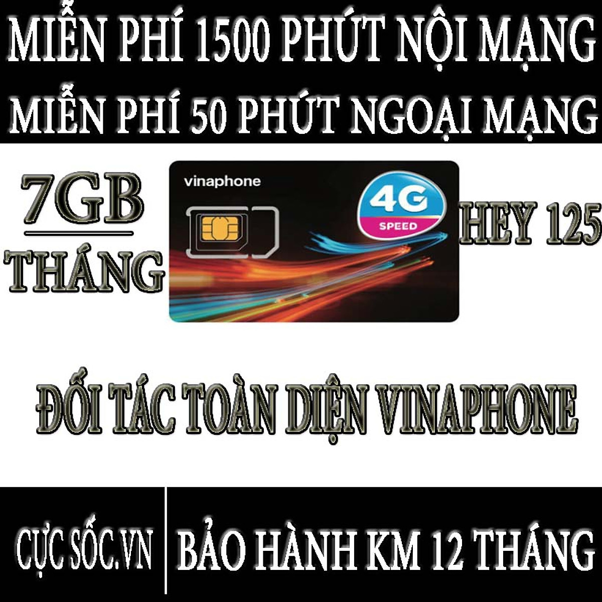 Siêu phẩm Sim 4G Vinaphone Vina HEY125, 7GB/tháng + gọi miễn phí nội mạng + ngoại mạng - Hàng Chính Hãng