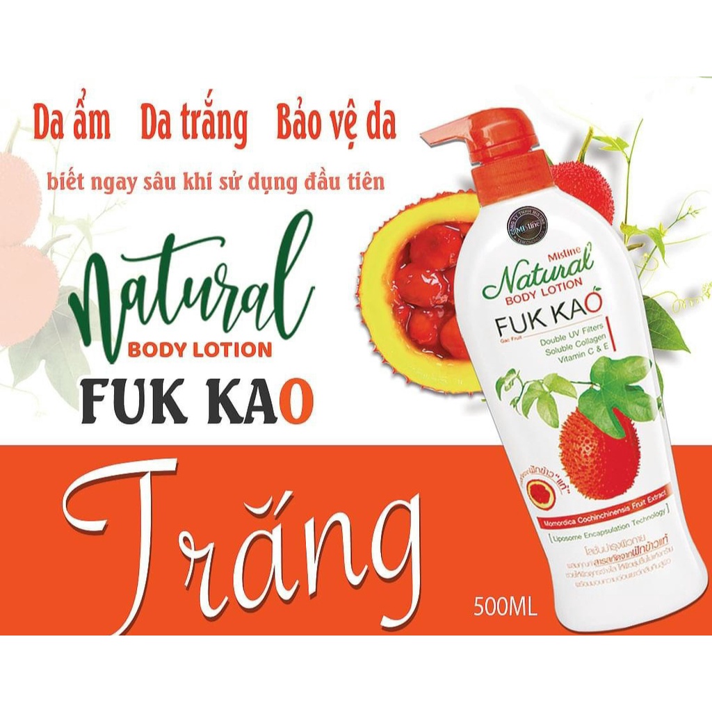 Dưỡng Thể Mistine Tinh Chất Gấc Natural Body Lotion Fuk Kao 500ml Thái Lan